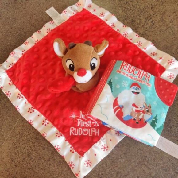 Rudolph The Red Nosed Reindeer "My First Rudolph" Christmas Baby Blanket Lovey - Picture 1 of 8